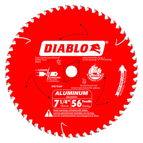 Diablo 008925020455 7-1/4 in. x 56 Tooth Thick Aluminum Cutting Saw Blade