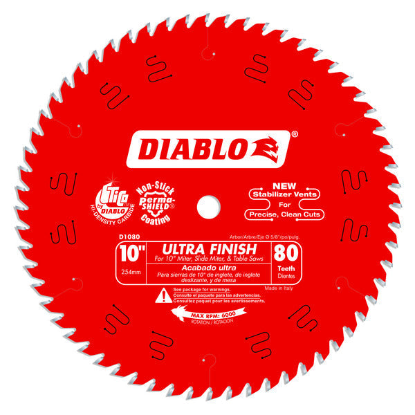 Diablo 008925020493 10 in. x 80 Tooth Carbide Circular Saw Blade