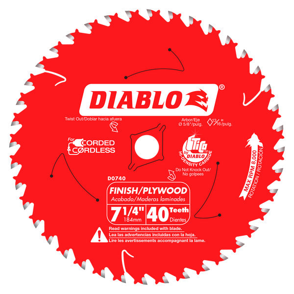 Diablo 008925020585 7-1/4 in. x 40 Tooth Carbide Circular Saw Blade