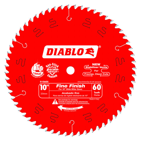 Diablo 008925020608 10 in. x 60 Tooth Fine Finish Slide Miter Saw Blade