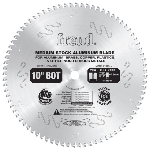Freud 008925035152 10" x 80T Medium Stock Aluminum Blade