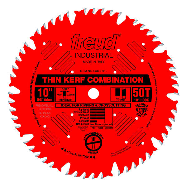 Freud 008925035237 10" x 50T Thin Kerf Combination Blade