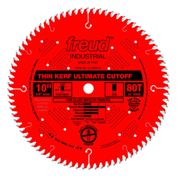 Freud 008925035619 10" x 80T Thin Kerf Ultimate Cut-Off Blade