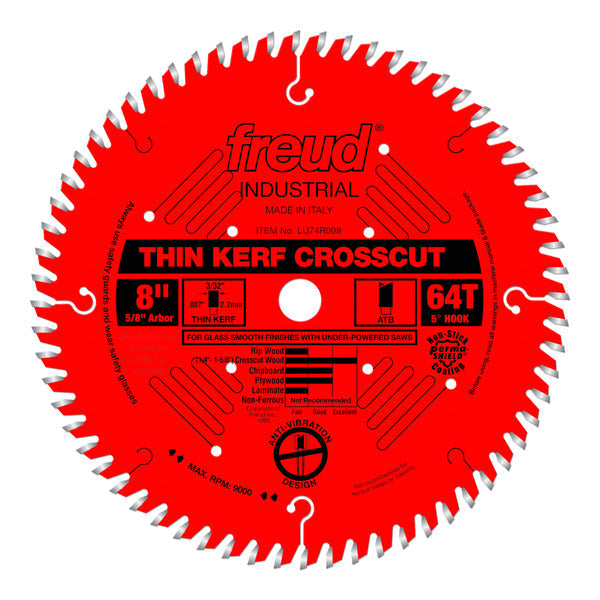 Freud 008925037934 8" x 64T Thin Kerf Ultimate Cut-Off Blade