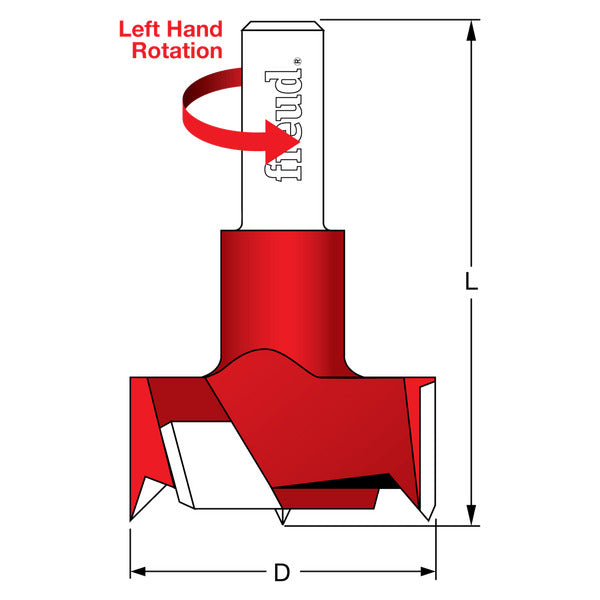 Freud 008925055693 28 mm (Dia.) Cylinder (Hinge) Bit with Left Hand Rotation 57.5mm overall length