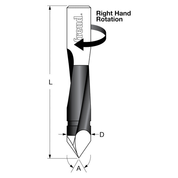 Freud 008925056133 4 mm (Dia.) Through Hole Bit with Right Hand Rotation 57.5mm overall length