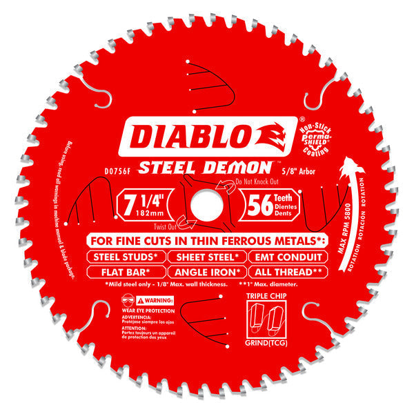 Diablo 008925069287 Steel Demon 7-1/4 in. x 56 Tooth Ferrous Metal Fine Saw Blade