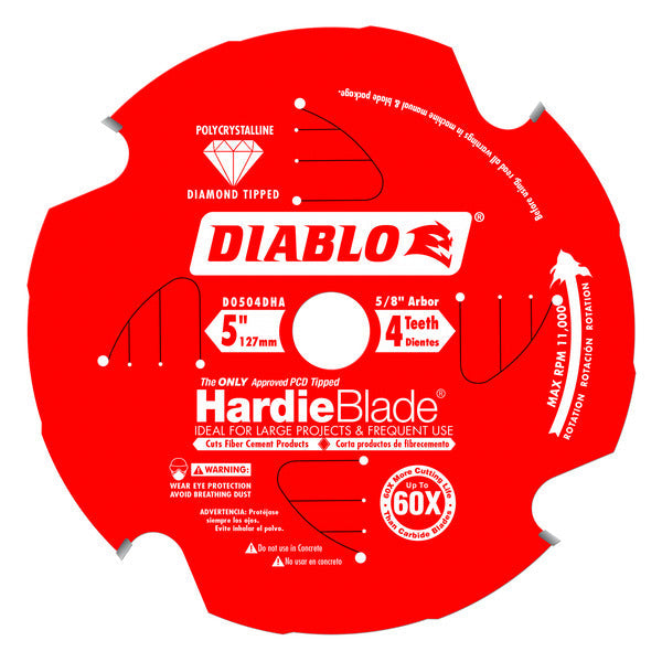 Diablo 008925088929 5 in. x 4 Tooth Polycrystalline Diamond-Tipped Hardie Circular Saw Blade