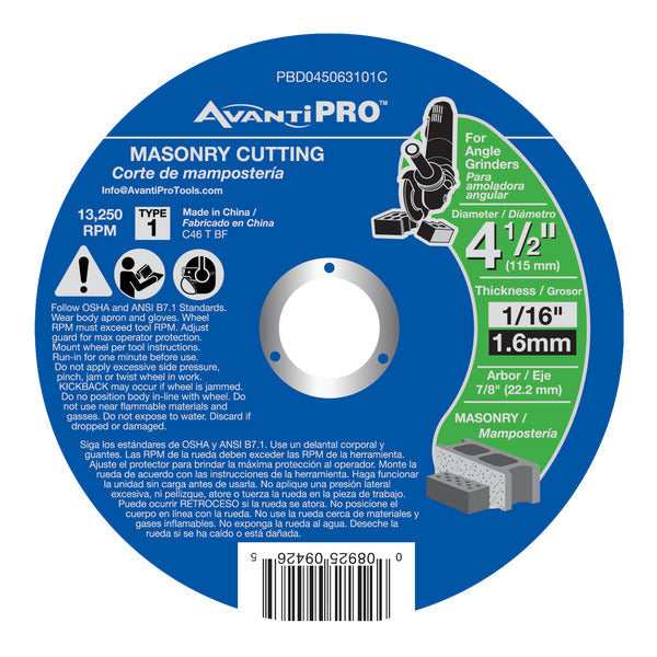 AvantiPRO 008925094265 AvantiPro 4-1/2x1/16x7/8in Masonry Co1