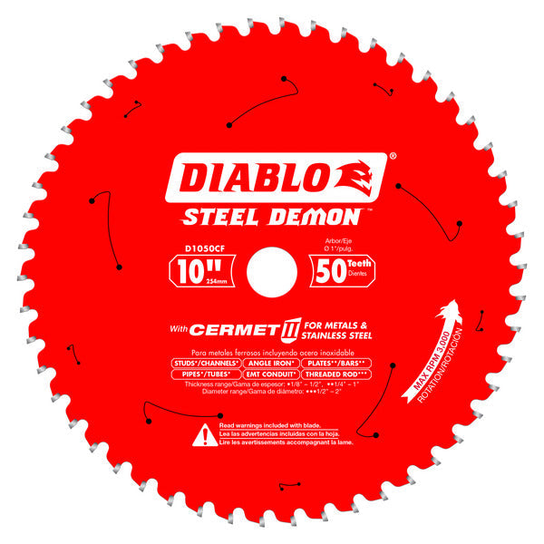 Diablo 008925135463 10 in. x 50 Tooth Steel Demon Metal Cutting Saw Blade for 3000 Max. RPM Saw