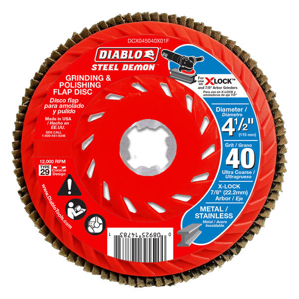 Diablo 008925147831 4-1/2 in. 40-Grit Grinding and Polishing Flap Disc for X-Lock and All Grinders