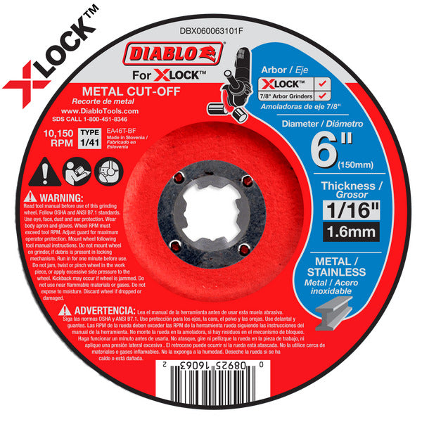 Diablo 008925160632 6 in. Type 1/41 Metal Cut-Off Disc for X-Lock and All Grinders