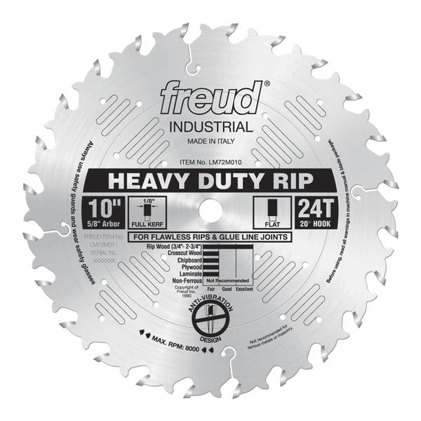 Freud 008925300144 10" x 24T Heavy-Duty Rip Blade