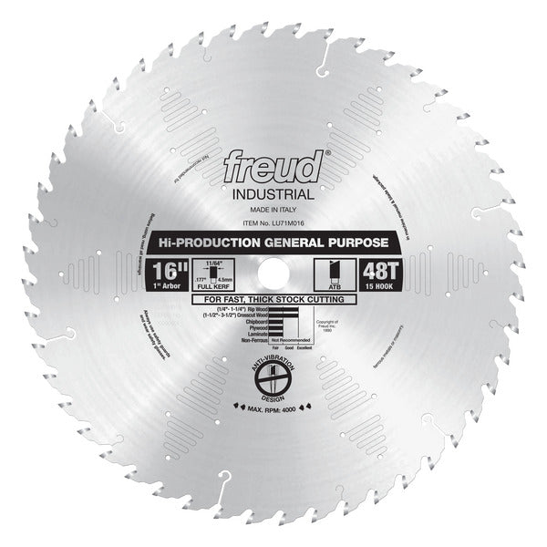 Freud 008925300267 16" x 48T High-Production General Purpose Blade