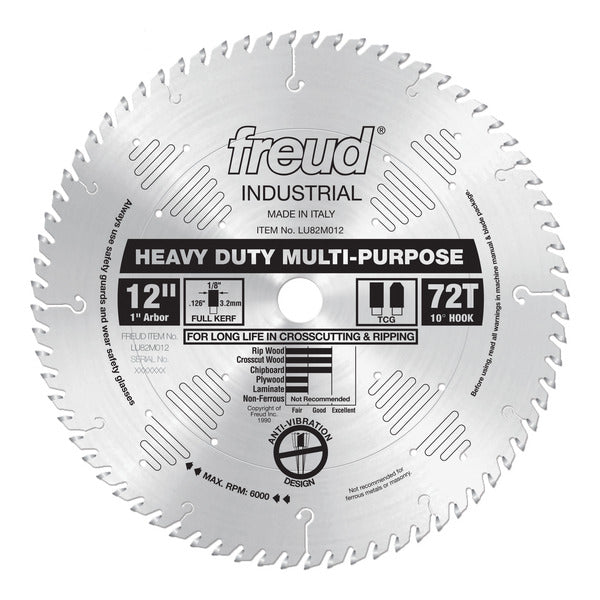 Freud 008925300779 12" x 72T Heavy Duty Multi-Purpose Blade