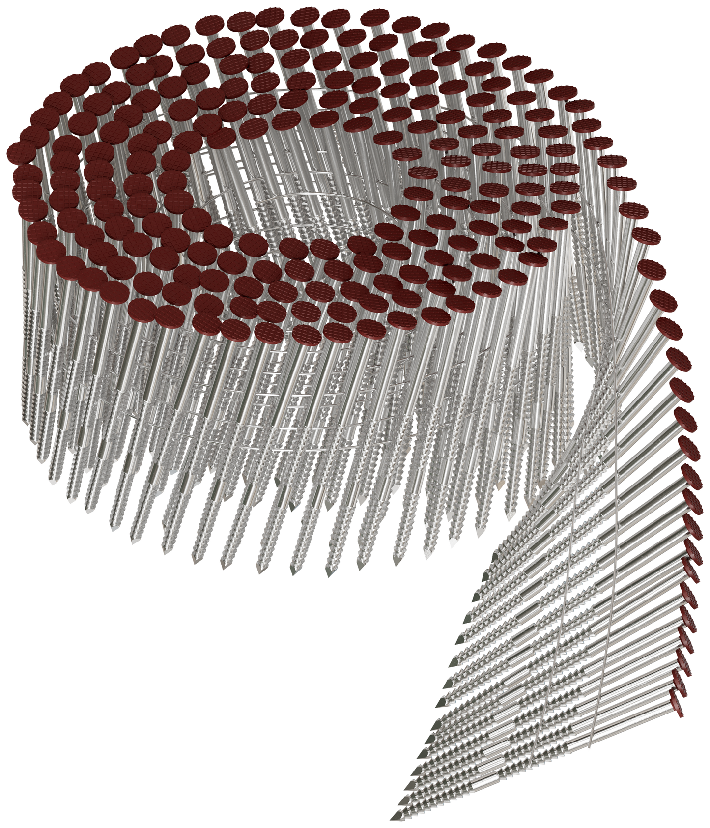 Simpson Strong-Tie S13A225CCR 15° Wire Coil, Painted Full Round Head, Ring-Shank Nail — 2-1/4 in. x .092 in. Type 304, Redwood (3600-Qty)