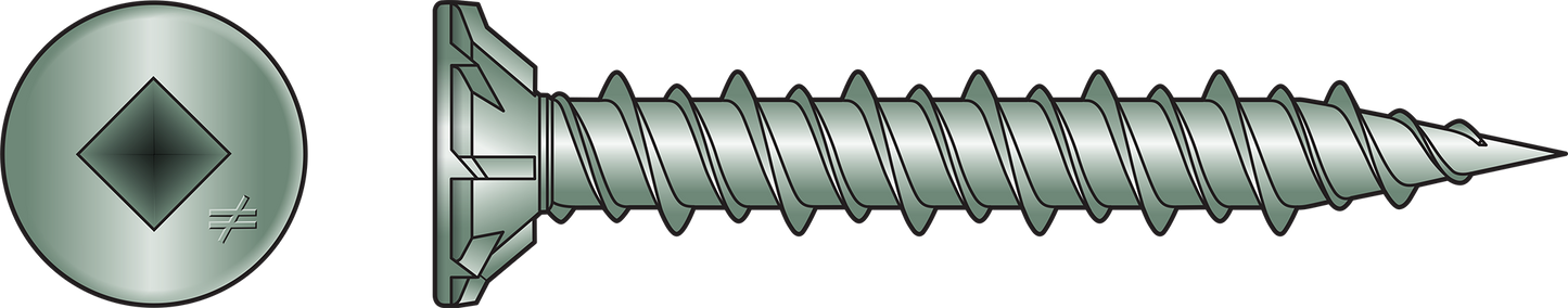 Simpson Strong-Tie CB3BLGHL158S CB3BLGHL Fiber-Cement Board Screw (Collated)— #9 x 1-5/8 in. #3 SQU (1500-Qty) (Pack of 100)