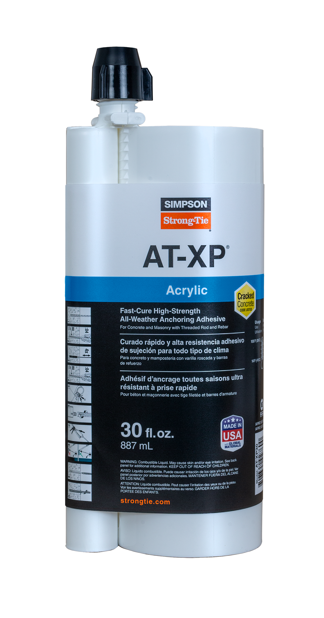 Simpson Strong-Tie AT-XP30 AT-XP® 30-oz. High-Strength Acrylic Anchoring Adhesive Cartridge w/ Nozzle (Pack of 5)
