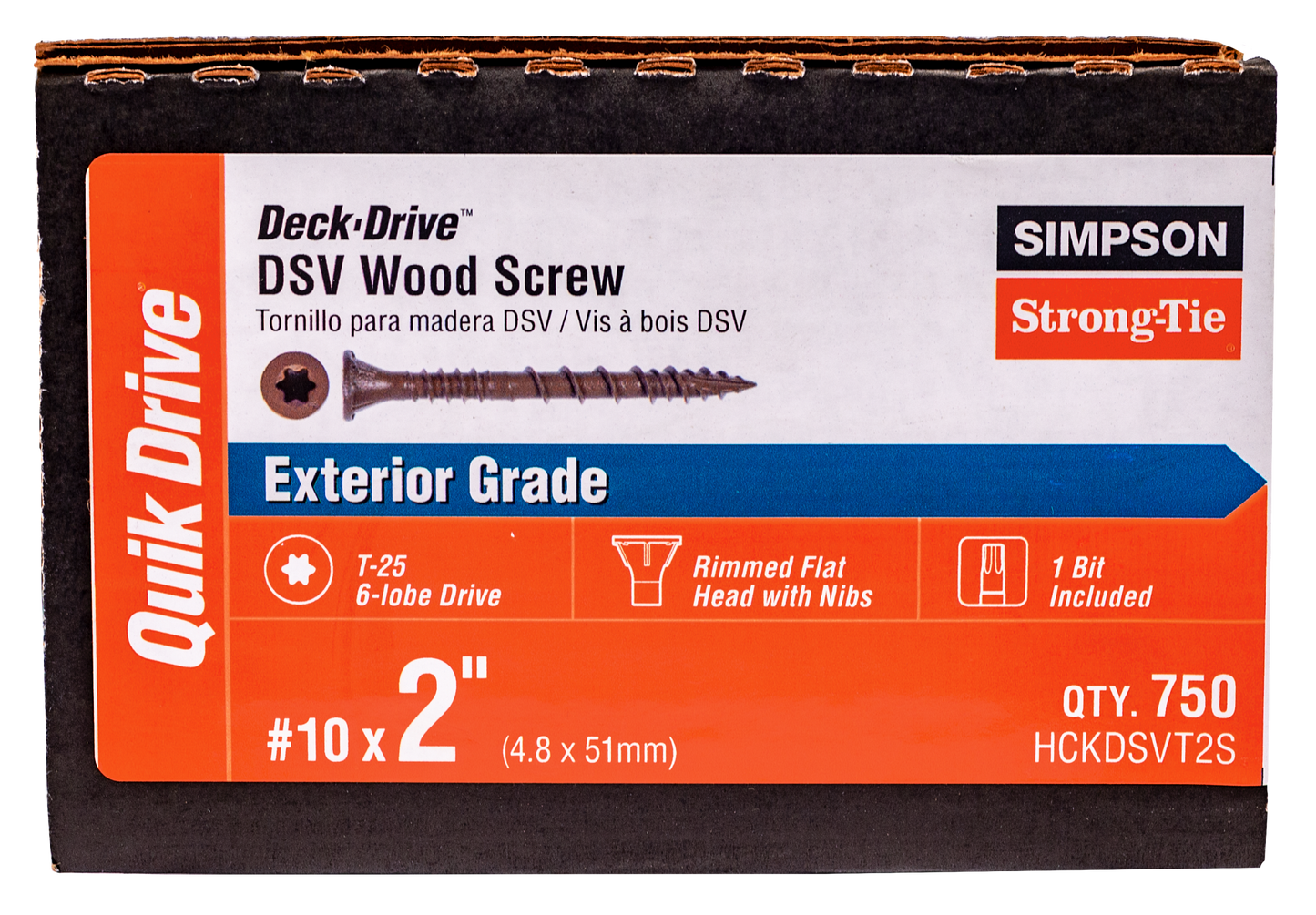 Simpson Strong-Tie HCKDSVT2S Deck-Drive™ DSV WOOD Screw (Collated) — #10 x 2 in. T25 6-Lobe, Tan (750-Qty)
