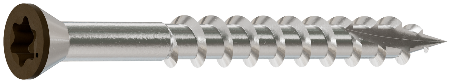 Simpson Strong-Tie T07162FT70BR01 Trim-Head Screw, 6-Lobe Drive — #7 x 1-5/8 in. T-15 Type 316, Brown 01 (70-Qty) (Pack of 600)