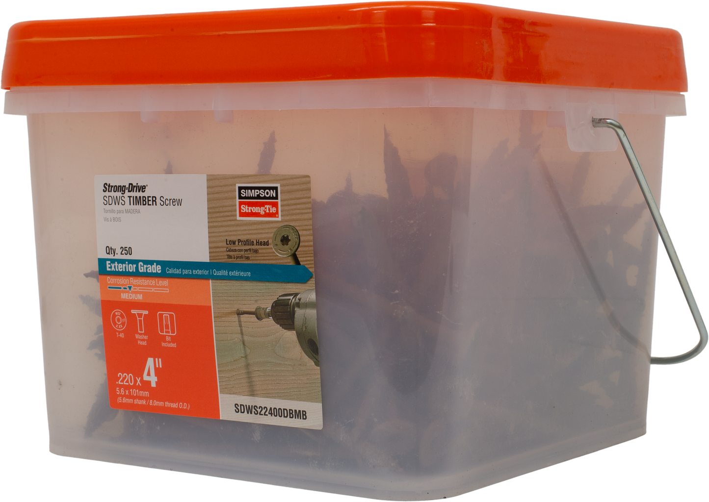 Simpson Strong-Tie SDWS22400DBMB Strong-Drive® SDWS™ TIMBER Screw (Exterior Grade) — 0.220 in. x 4 in. T40, Tan (250-Qty) (Pack of 64)