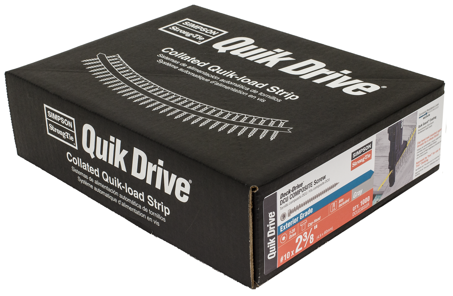 Simpson Strong-Tie DCU238SGR Deck-Drive™ DCU COMPOSITE Screw (Collated) — #10 x 2-3/8 in. Quik Guard® Gray (1000-Qty) (Pack of 100)