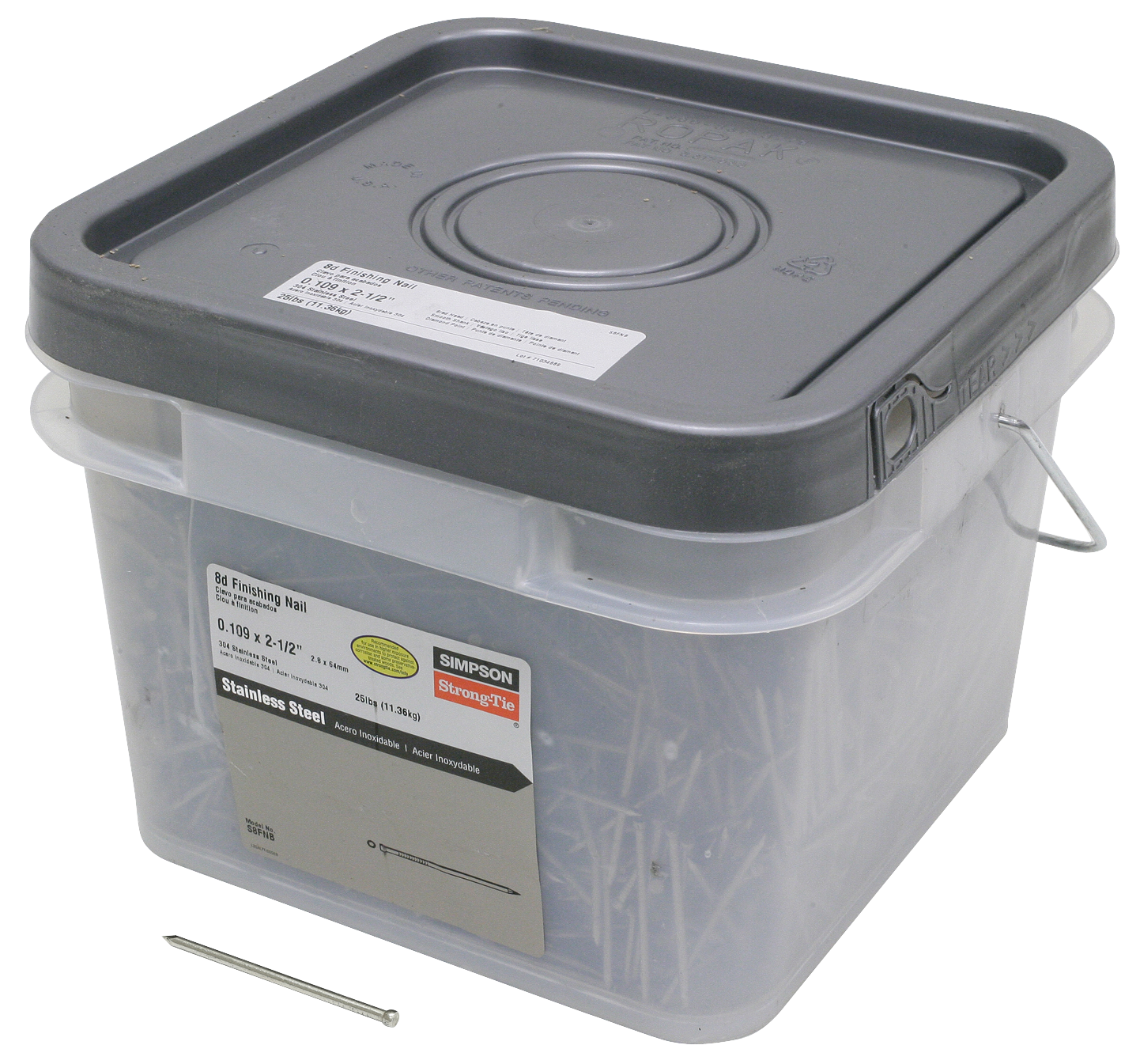Simpson Strong-Tie S8FNB Finishing Nail — 2-1/2-in. x .113-in. Type 304 Stainless Steel (25 lb.)