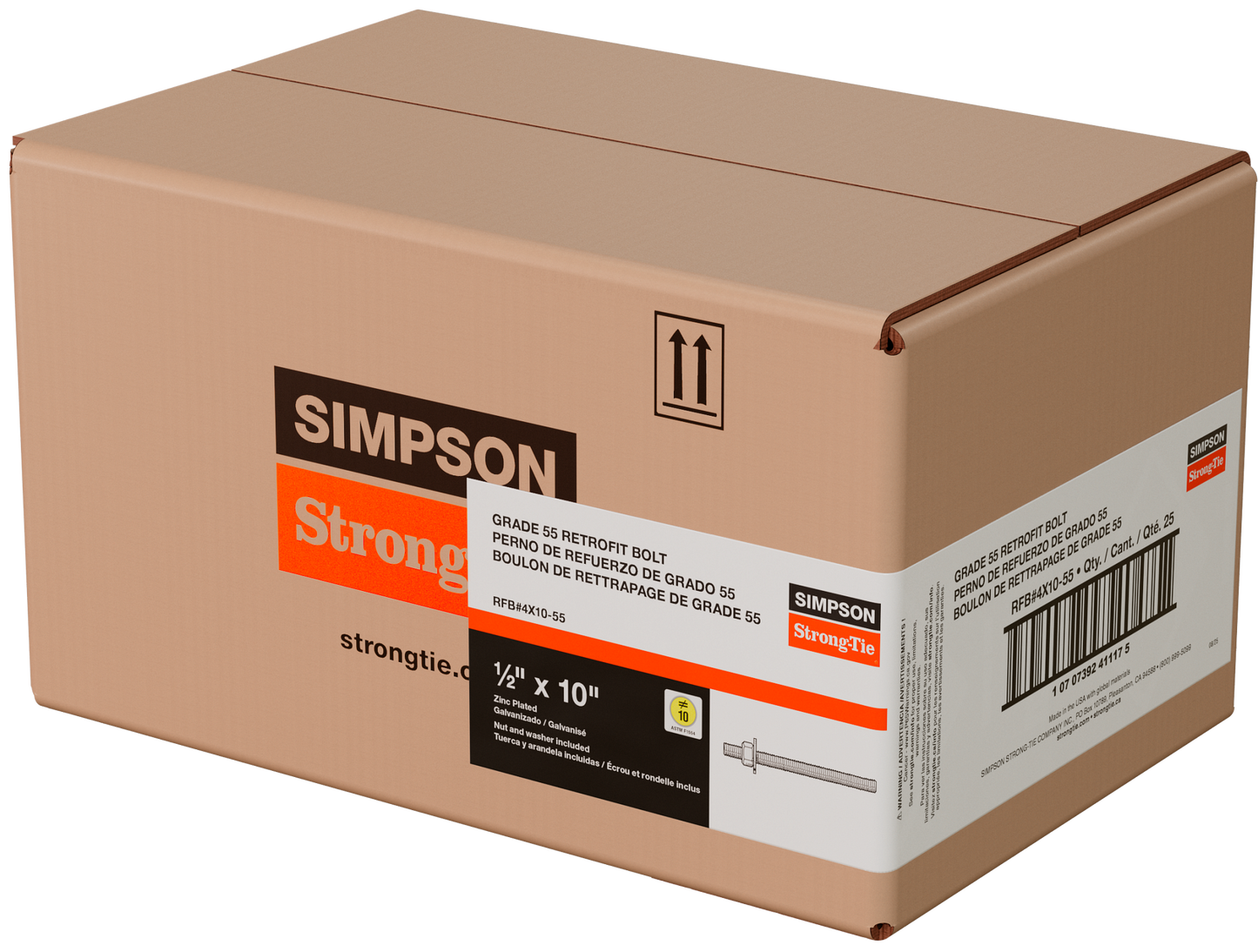 Simpson Strong-Tie RFB#4X10-55 RFB 1/2 in. x 10 in. Zinc-Plated Retrofit Bolt, Grade 55 (Pack of 25)