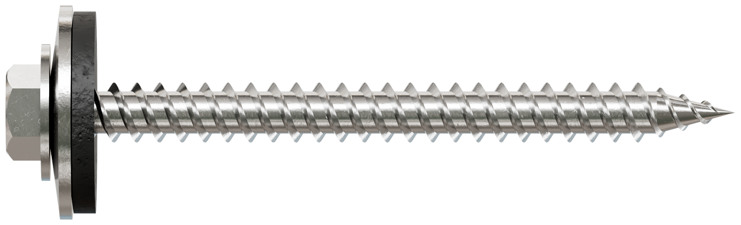 Simpson Strong-Tie T09200HWAC Metal-Panel Screw with EPDM Washer — #9 x 2 in. Hex Head, Type 316 (100-Qty) (Pack of 600)