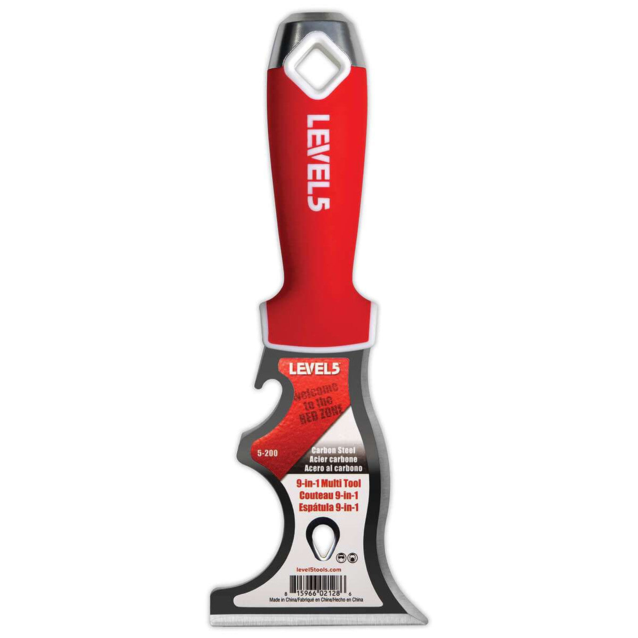 Level 5 Tools 5-200 9-in-1 Carbon Steel Painter's Knife w/ Soft Grip Handle