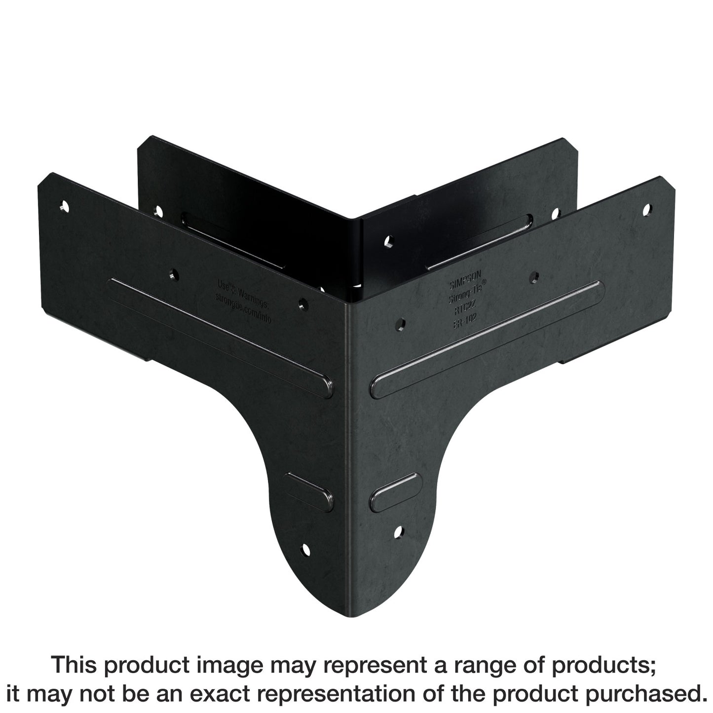 Simpson Strong-Tie APRTC2 Outdoor Accents® ZMAX®, Black Rigid Tie® Corner Connector for 2x Joist, 2x4 Post (Pack of 8)