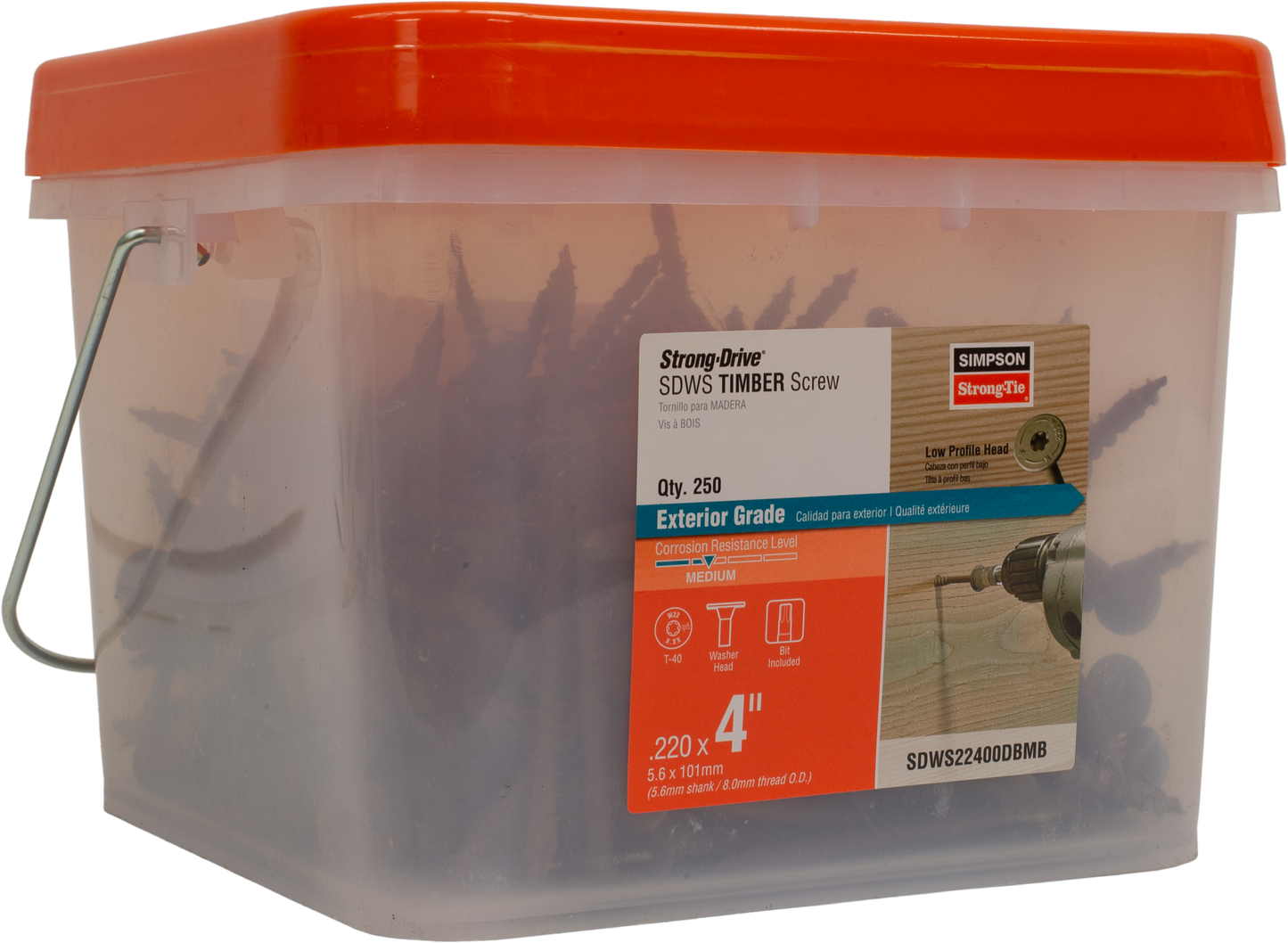 Simpson Strong-Tie SDWS22400DBMB Strong-Drive® SDWS™ TIMBER Screw (Exterior Grade) — 0.220 in. x 4 in. T40, Tan (250-Qty)