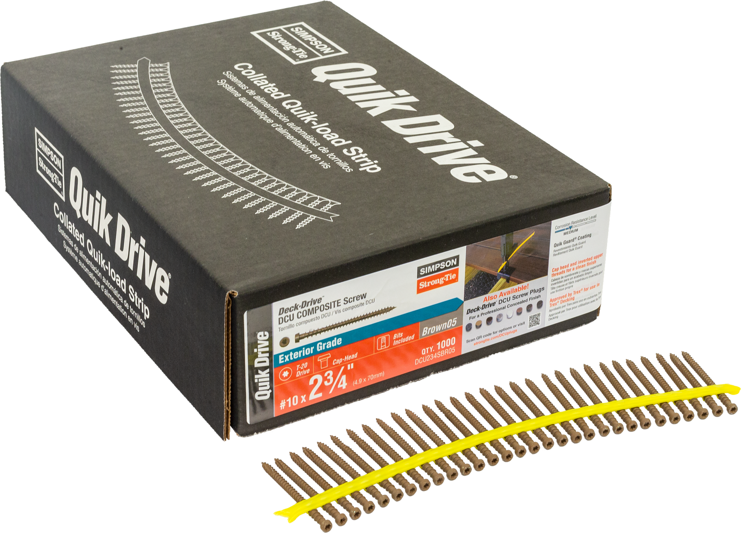 Simpson Strong-Tie DCU234SBR05 Deck-Drive™ DCU COMPOSITE Screw (Collated) — #10 x 2-3/4 in. Quik Guard® Brown 05 (1000-Qty)