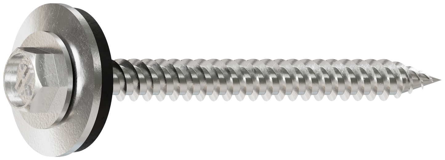 Simpson Strong-Tie T09200HWAC Metal-Panel Screw with EPDM Washer — #9 x 2 in. Hex Head, Type 316 (100-Qty) (Pack of 6)