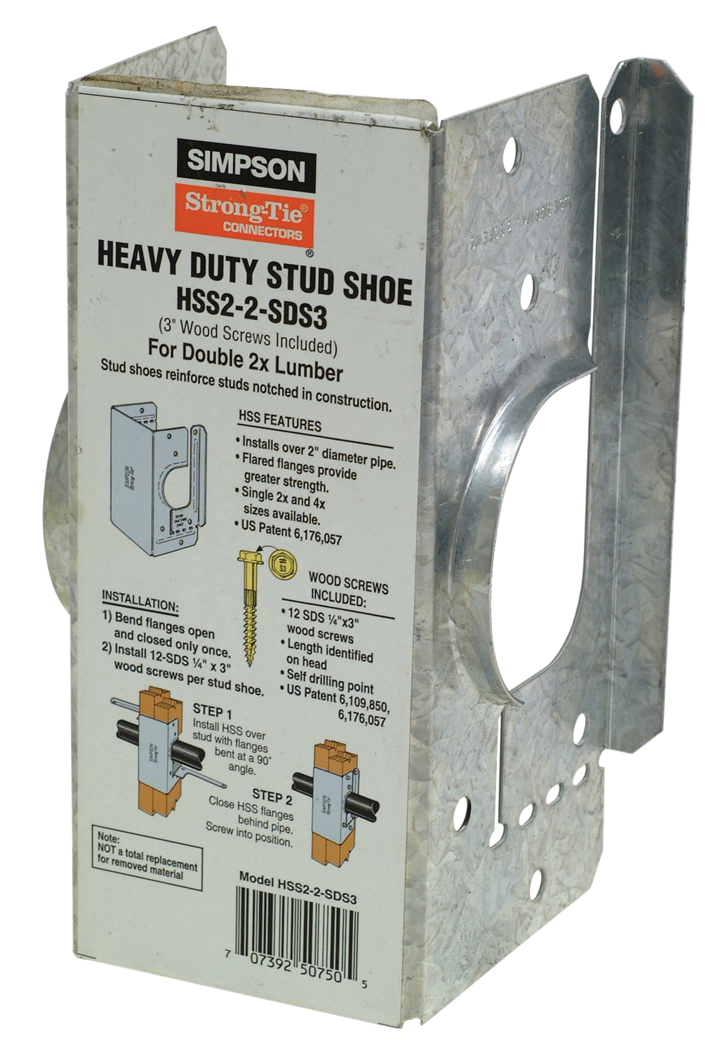 Simpson Strong-Tie HSS2-2-SDS3 HSS Galvanized Stud Shoe for Double 2x, with Strong-Drive® SDS Screws