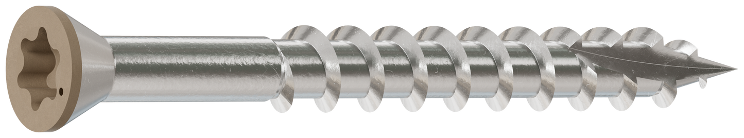 Simpson Strong-Tie T07162FT70TN02 Trim-Head Screw, 6-Lobe Drive — #7 x 1-5/8 in. T-15 Type 316, Tan 02 (70-Qty) (Pack of 5)