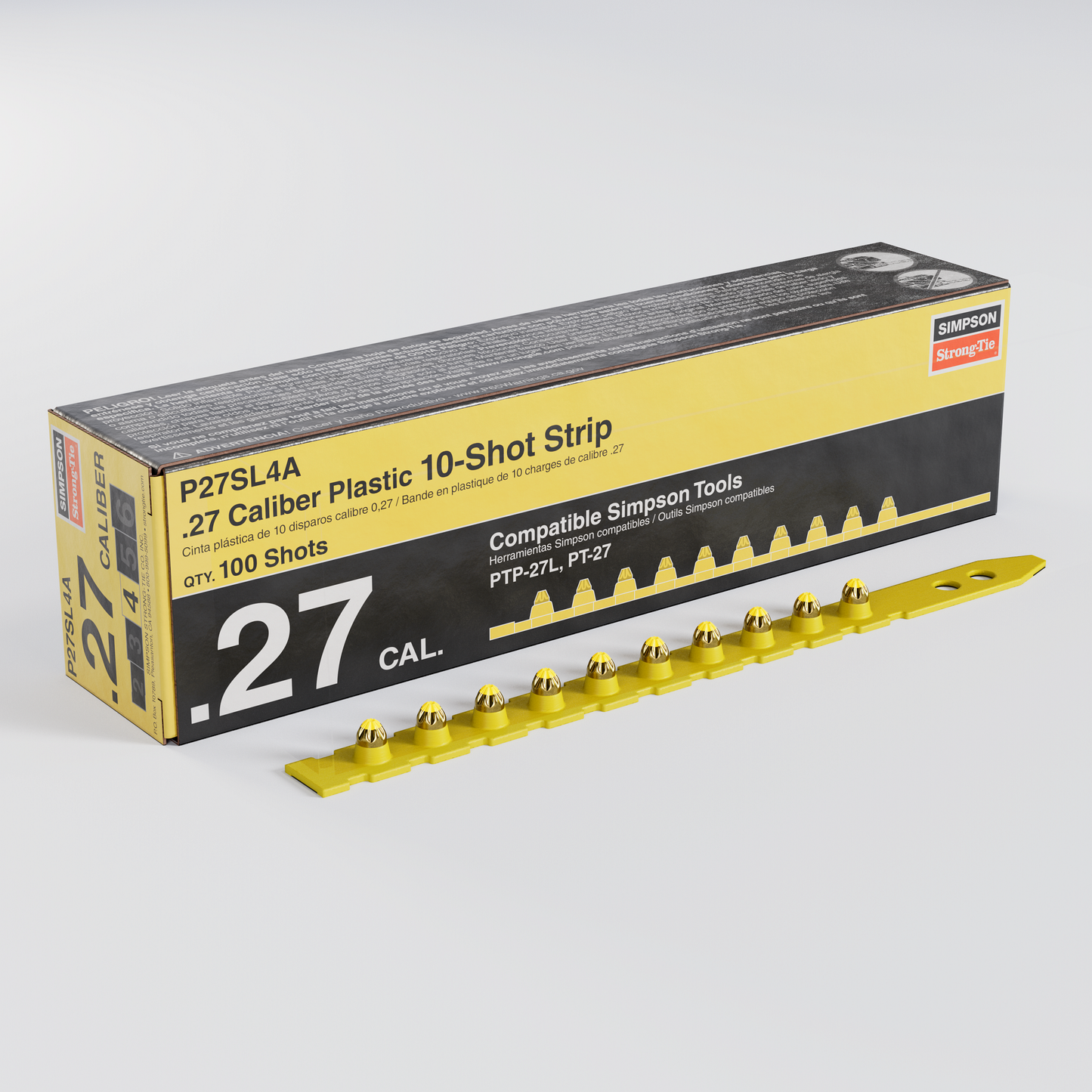 Simpson Strong-Tie P27SL4A P27SL 0.27-Caliber Plastic, 10-Shot Strip Loads, Yellow - Imported (100-Qty) (Pack of 100)