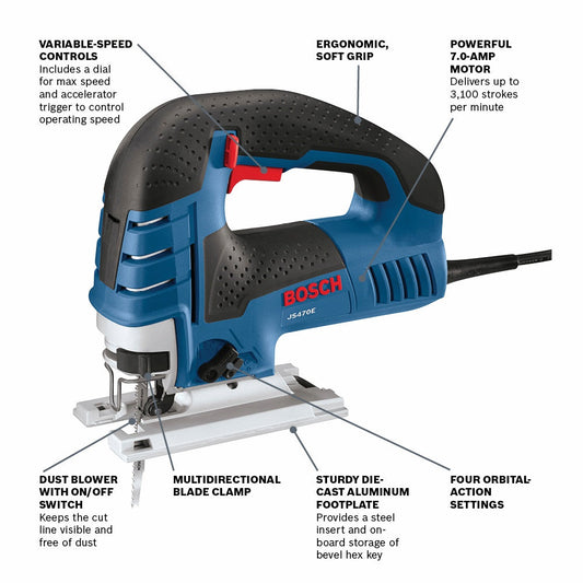 BOSCH JS470E 7.0 Amp Top-Handle Jig Saw