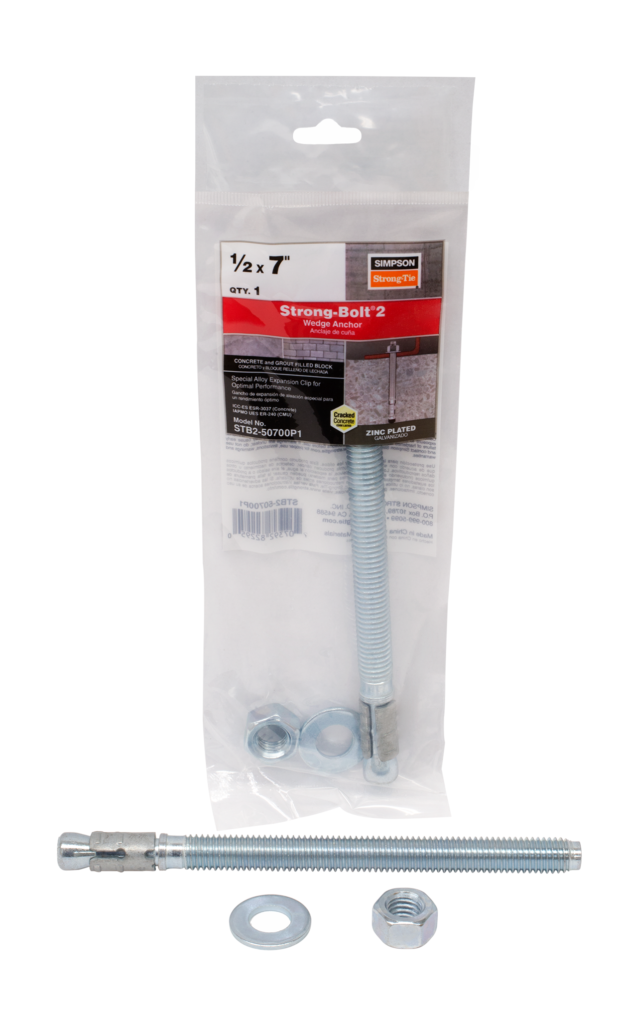 Simpson Strong-Tie STB2-50700P1 Strong-Bolt® 2 — 1/2 in. x 7 in. Wedge Anchor