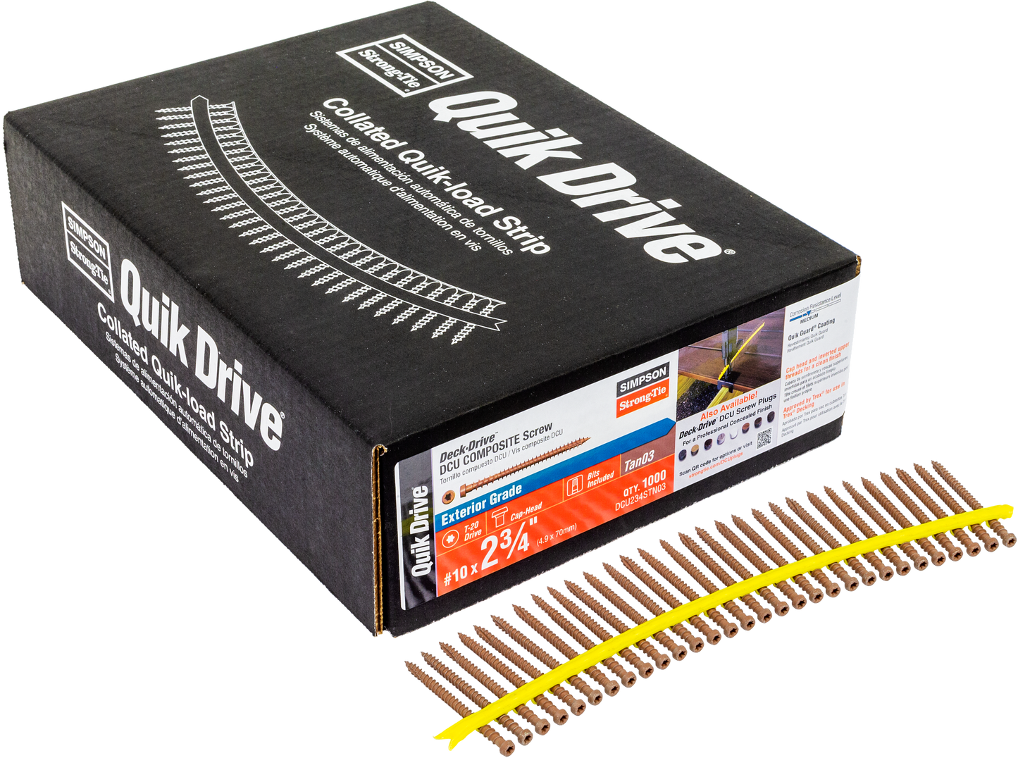 Simpson Strong-Tie DCU234STN03 Deck-Drive™ DCU COMPOSITE Screw (Collated) — #10 x 2-3/4 in. Quik Guard® Tan 03 (1000-Qty) (Pack of 100)