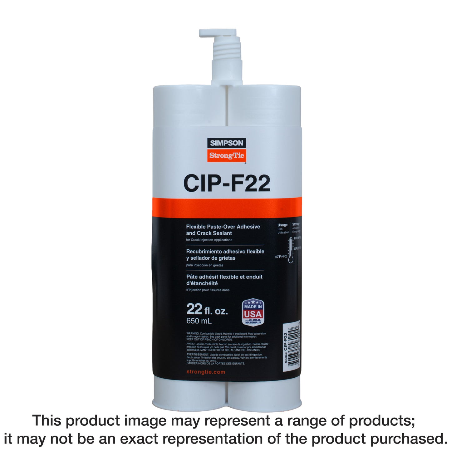 Simpson Strong-Tie CIP-F22 CIP-F Flexible Paste-Over Adhesive and Crack Sealant (22 oz.) (Pack of 10)