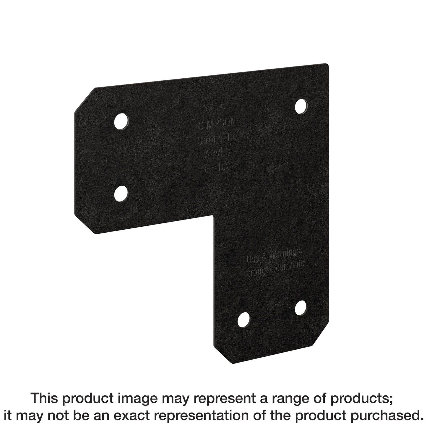 Simpson Strong-Tie APVL6 Outdoor Accents® Avant Collection™ ZMAX®, Black Powder-Coated L Strap for 6x6 (Pack of 8)