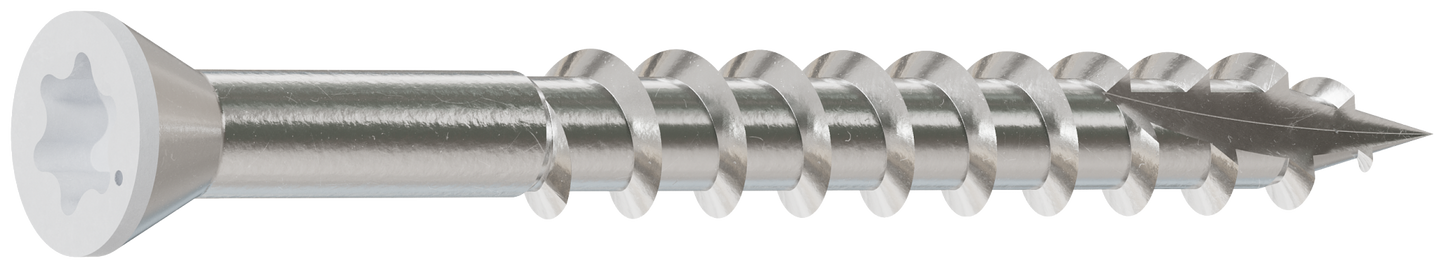 Simpson Strong-Tie T07162FT1WH01 Trim-Head Screw, 6-Lobe Drive — #7 x 1-5/8 in. T-15 Type 316, White 01 (1 lb.) (Pack of 1500)