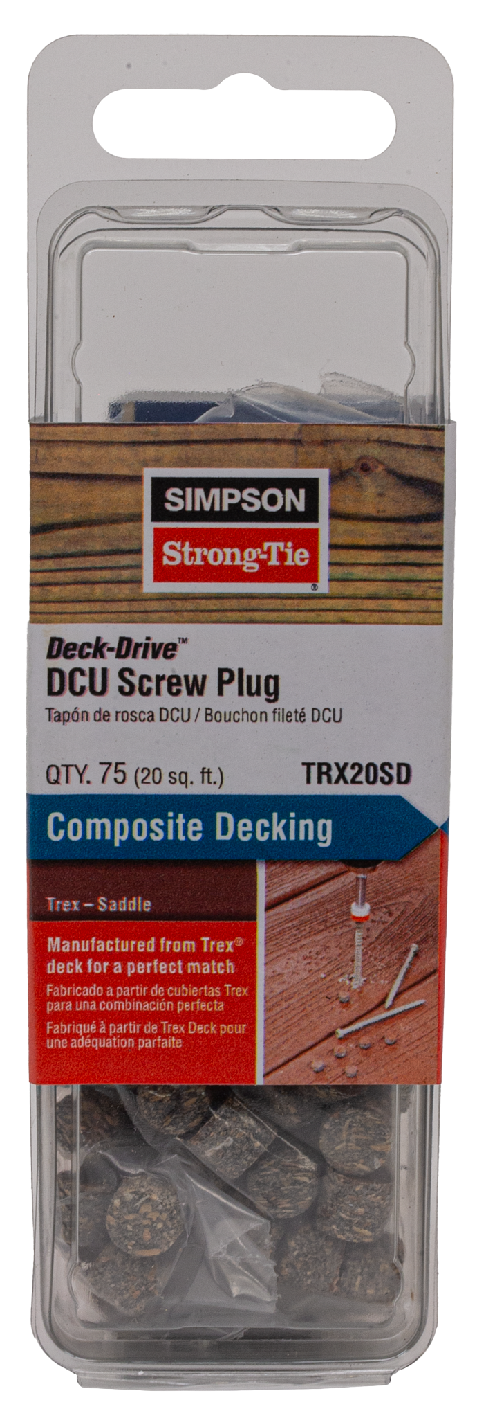 Simpson Strong-Tie TRX20SD Deck-Drive™ DCU Screw Plug — Trex Saddle (75-Qty)