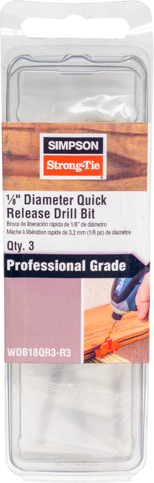 Simpson Strong-Tie WDB18QR3-R3 EB-TY® 1/8 in. x 3 in. Quick-Release Wood Drill Bit (3-Qty) (Pack of 3240)