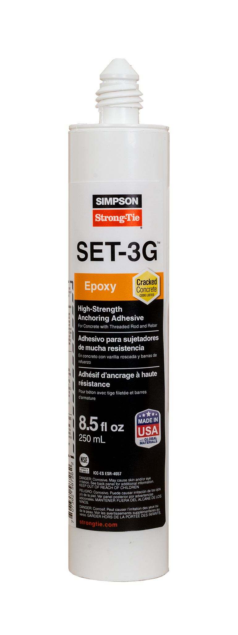Simpson Strong-Tie SET3G10 SET-3G® 8.5 oz. High-Strength Epoxy Adhesive w/ 1 Nozzle and Extension (Pack of 12)