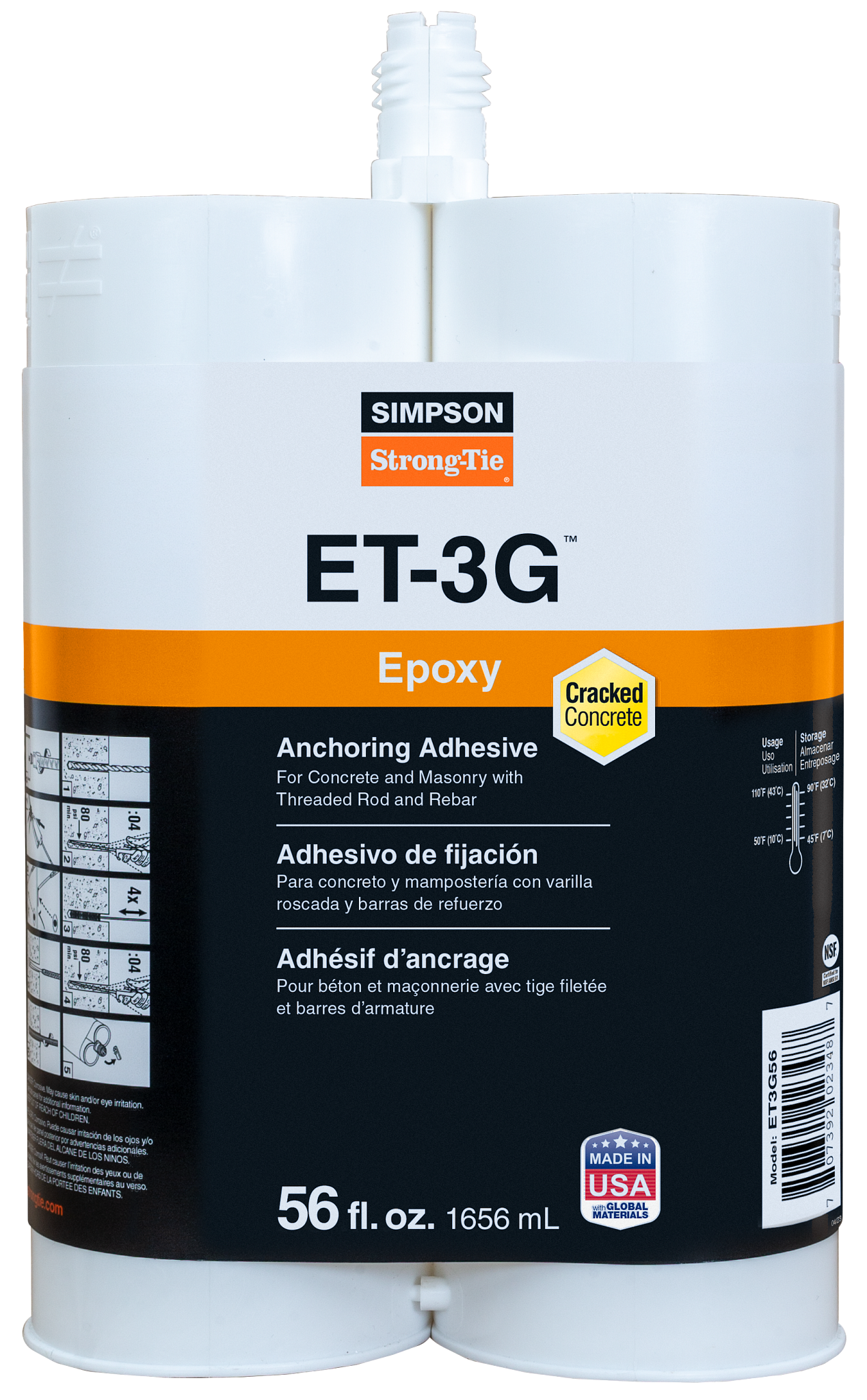 Simpson Strong-Tie ET3G56 ET-3G™ 56 oz. Epoxy Adhesive Cartridge (Pack of 6)