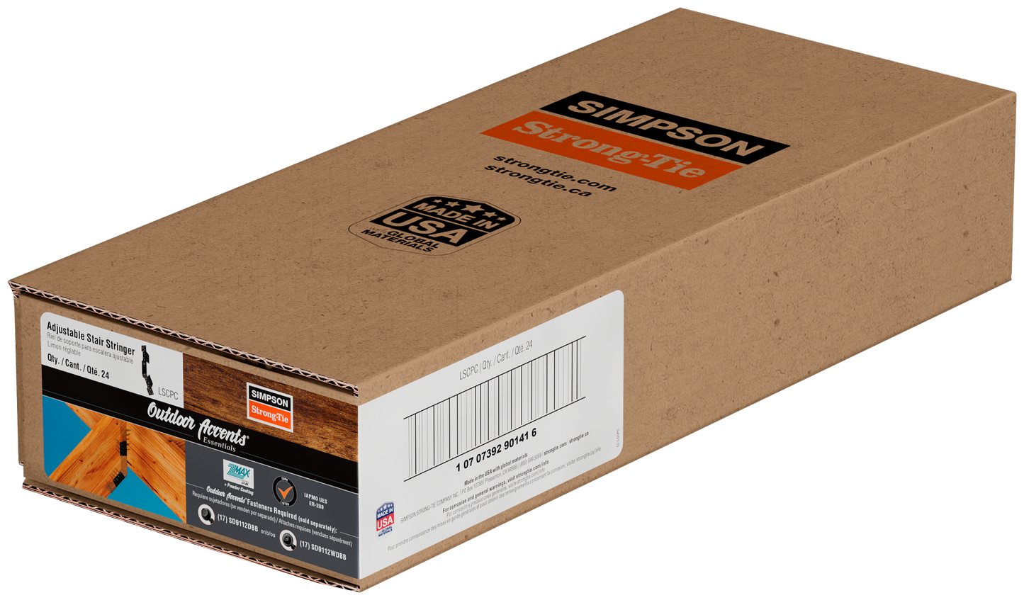 Simpson Strong-Tie LSCPC Outdoor Accents® LSCPC 18-Gauge ZMAX®, Black Powder-Coated Adjustable Stringer Connector