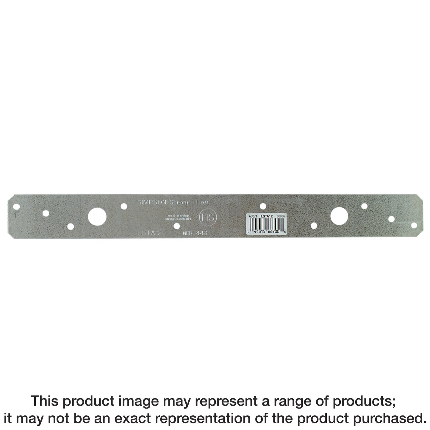 Simpson Strong-Tie LSTA12 LSTA 1-1/4 in. x 12 in. 20-Gauge Galvanized Strap Tie (Pack of 50)