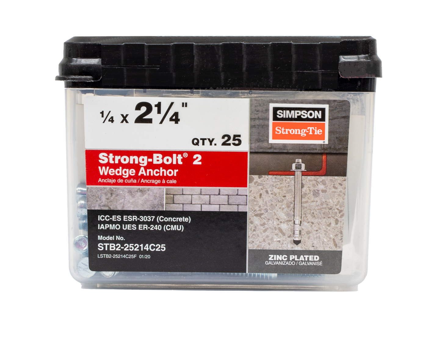 Simpson Strong-Tie STB2-25214 Strong-Bolt® 2 — 1/4 in. x 2-1/4 in. Wedge Anchor (100-Qty)